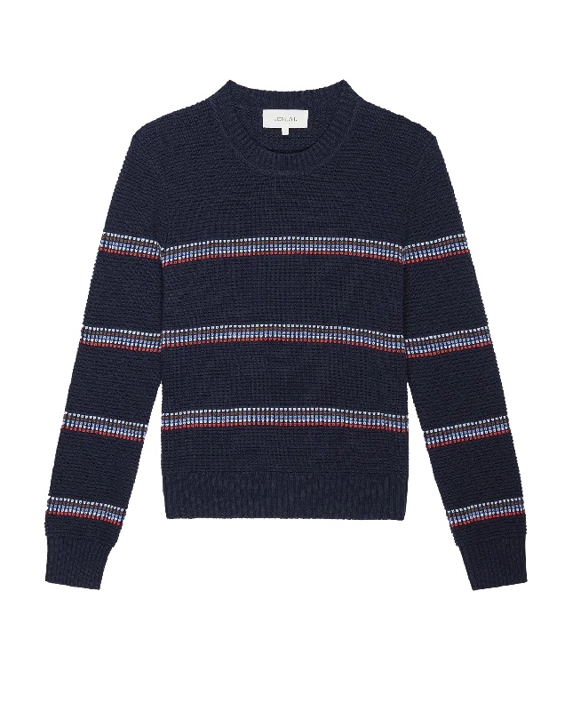 The Shrunken Pullover. -- Navy Ribbon Stripe