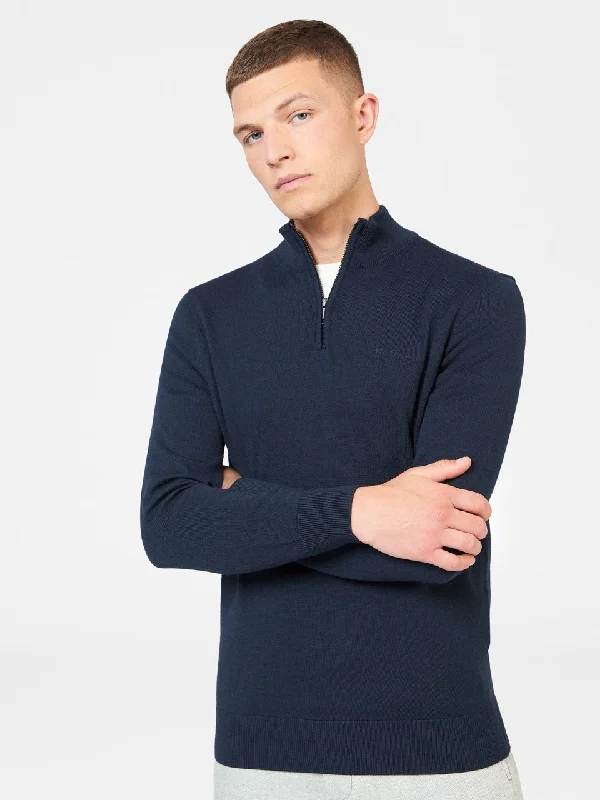 Merino Knit Half-Zip Sweater - Dark Navy