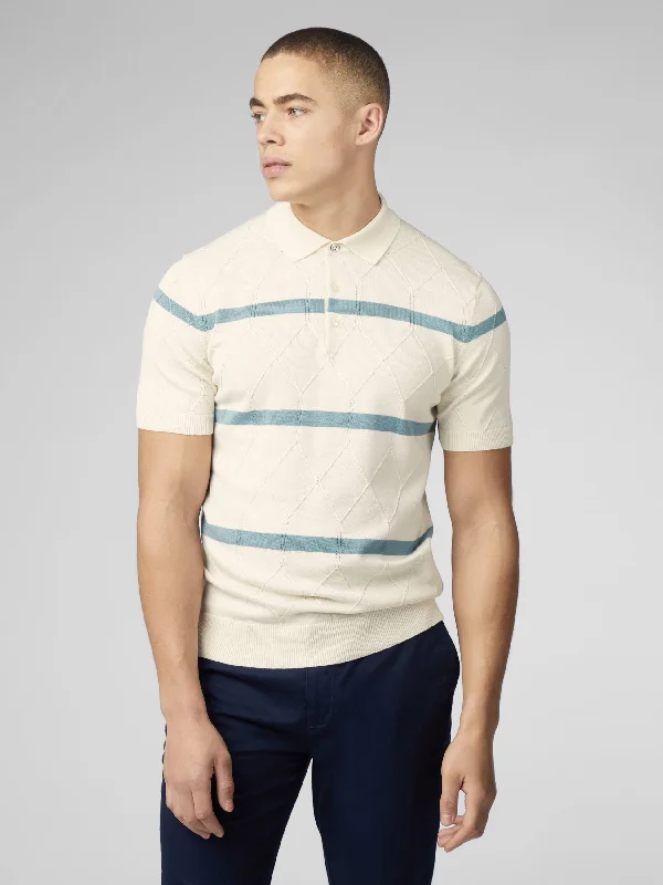 Signature Argyle Stripe Polo - Ivory