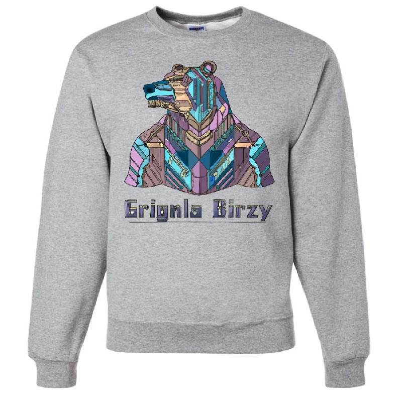 Stained Glass Cyborg Grizzly Bear Crewneck Sweatshirt