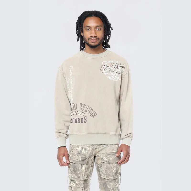 Graphic Crew Neck Sweatshirt - Khaki