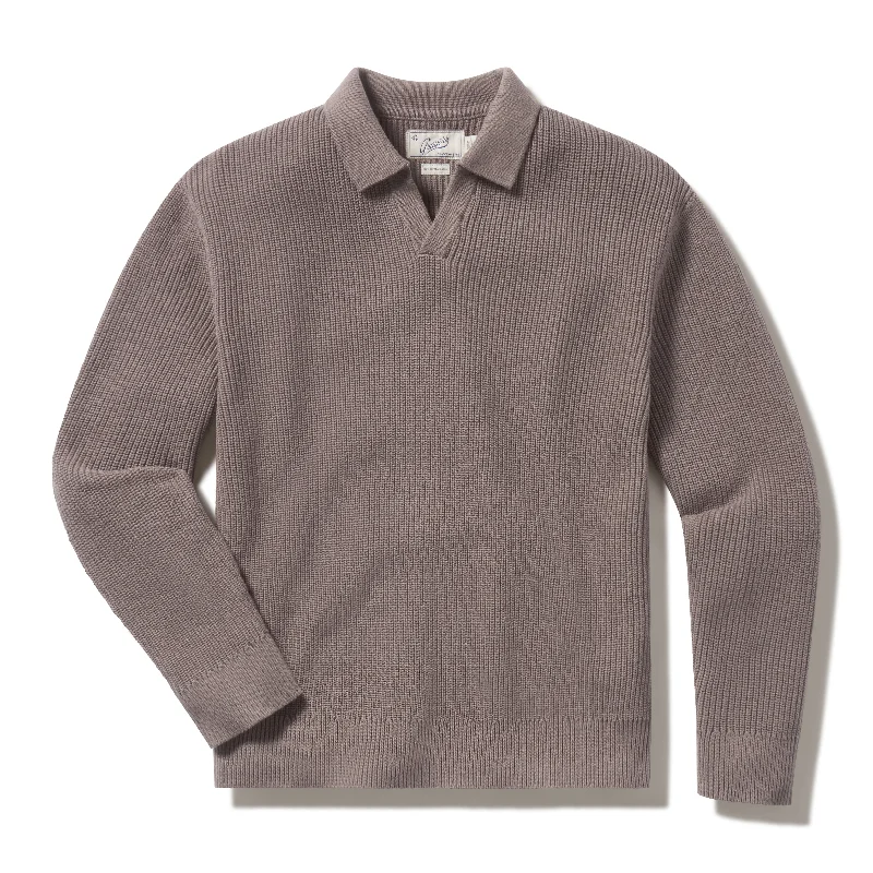 Shaker Stitch Cotton Polo Sweater - Frost Gray