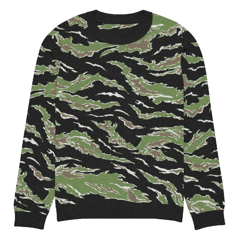 Tiger Stripe Jungle Camo Knitted Crew Neck Sweater