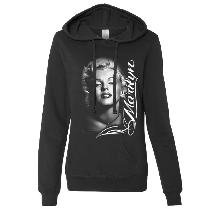 Marilyn Monroe Portrait Signature Ladies Lightweight Fitted Hoodie