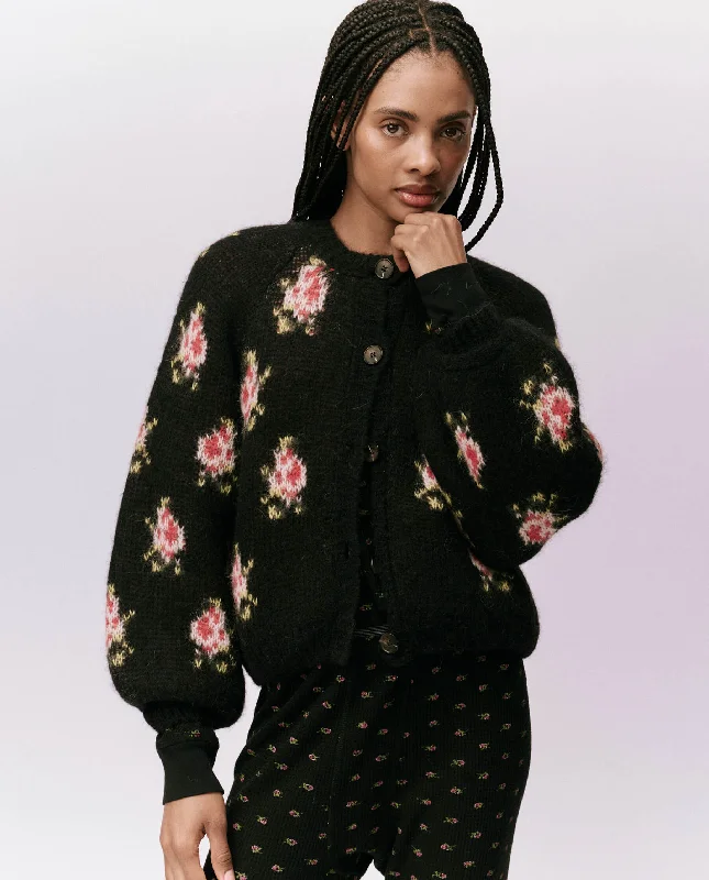 The Carousel Cardigan. -- Black Heirloom Rose