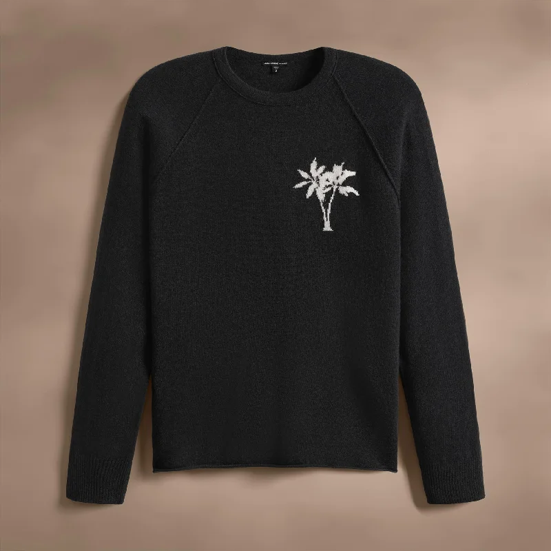 Recycled Cashmere Palm Crew- Coal