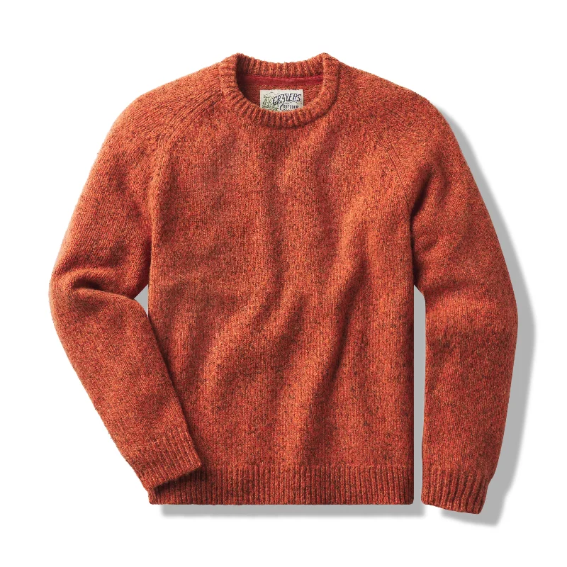 Collegiate Melange Sweater Crew - Burnt Orange