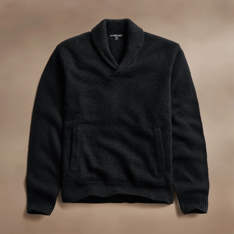 Cashmere Shawl Collar Pullover - Black