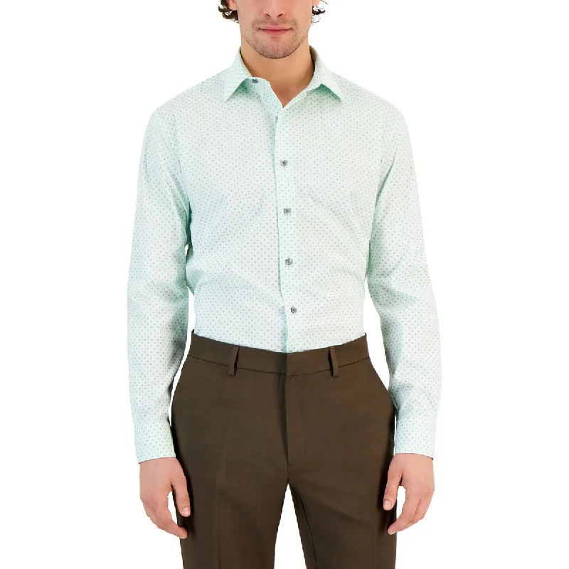 Alfani Mens Geometric Stretch Button-Down Shirt