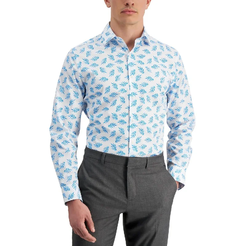 Bar III Mens Organic Cotton Printed Button-Down Shirt