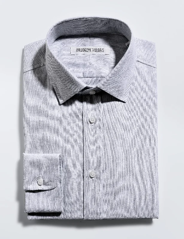 BKT20 Slim Dress Shirt in Cotton Basketweave - Fog