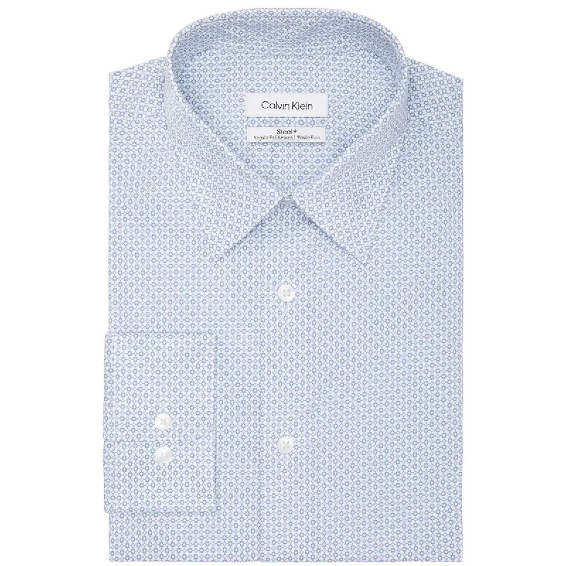 Calvin Klein Mens Collared Printed Dress Shirt