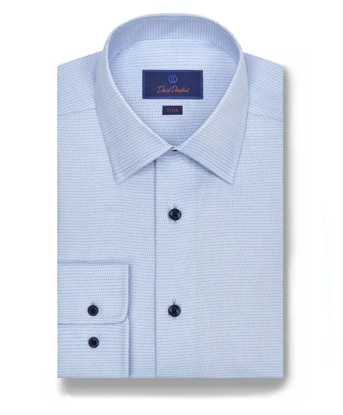 David Donahue Sky Twill Dot Dress Shirt (Trim)