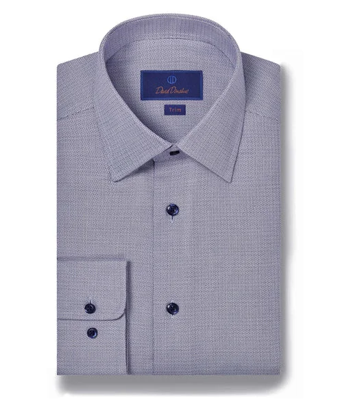 David Donahue Navy & White Royal Oxford Dress Shirt (Trim Fit)