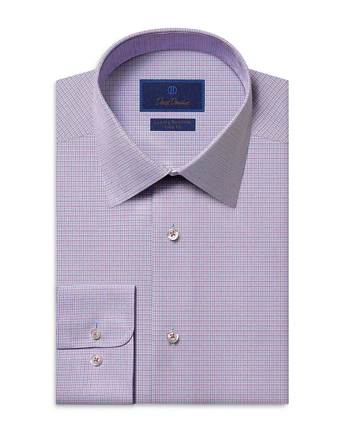 David Donahue Berry Micro Textured Non-Iron Dress Shirt