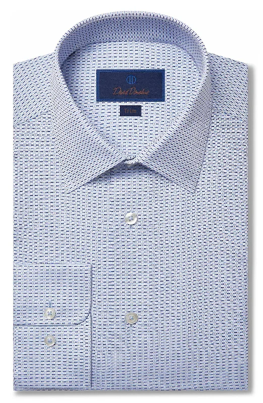 David Donahue Dress Shirt - Blue Brick Design (Trim)