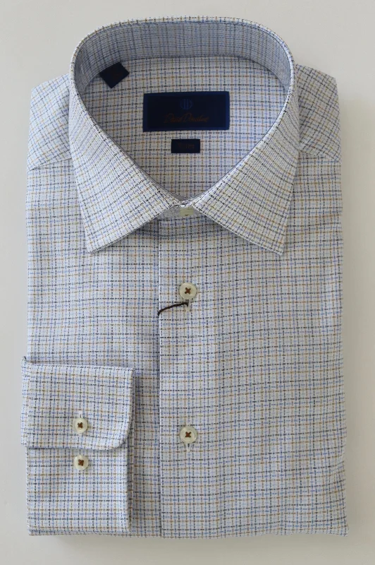 David Donahue Blue/Chocolate Dress Shirt