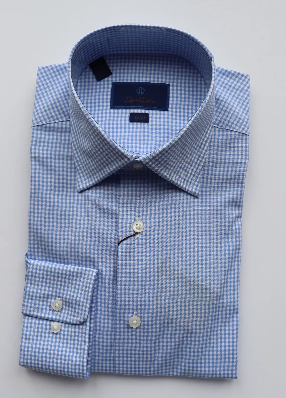 David Donahue Blue Gingham Dress Shirt (Trim Fit)