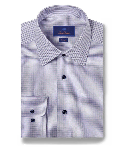 David Donahue Blue & Purple Micro Dobby Dress Shirt (Trim Fit)