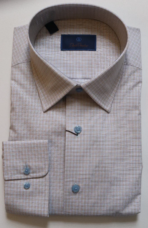 David Donahue Dress Shirt - Dune/Light Blue (Regular Fit)