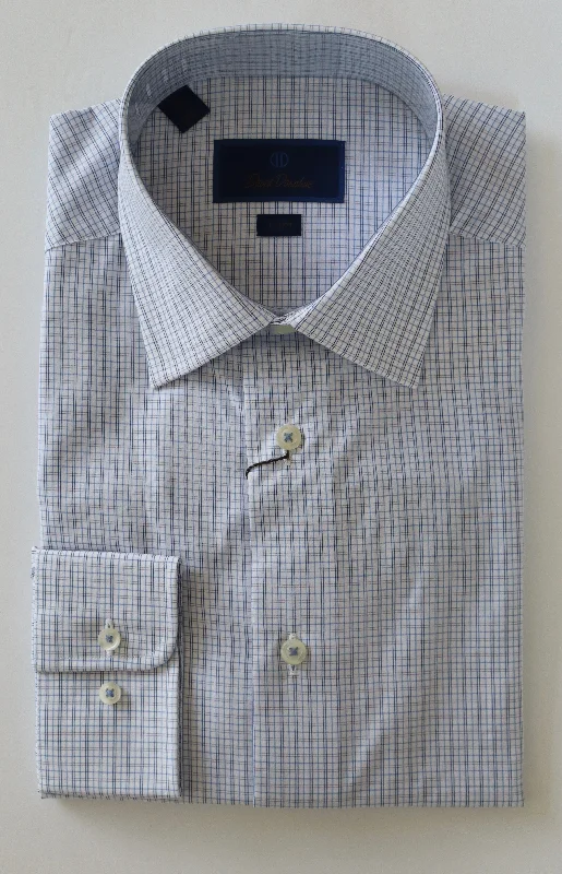 David Donahue Dress Shirt - White/Sky (Trim)