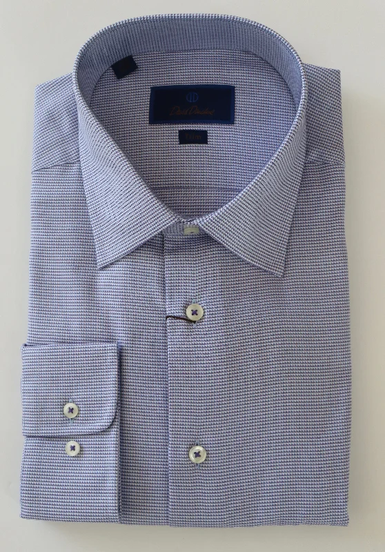 David Donahue Purple/Sky Trim Dress Shirt