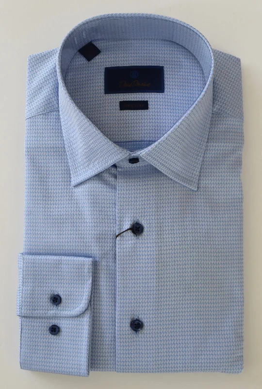 David Donahue Sky Barrel Cuff Dress Shirt