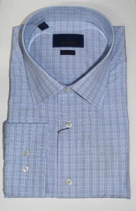 David Donahue Sky Blue Barrel Cuff Dress Shirt