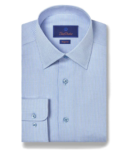 David Donahue Sky Micro Dobby Dress Shirt (Regular Fit)