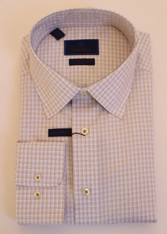 David Donahue Dress Shirt - White/Bark (Trim)