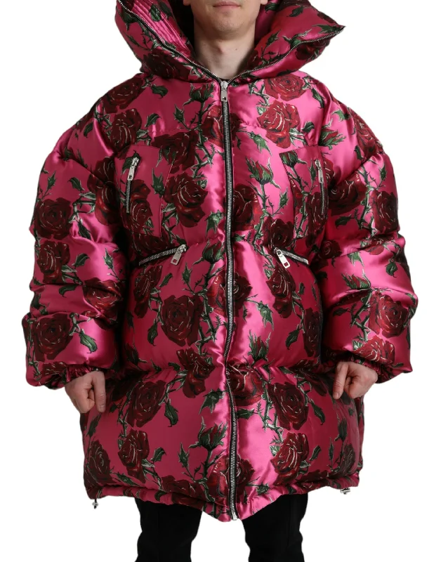 Dolce & Gabbana Elegant Rose Print Quilted Men's Jacket