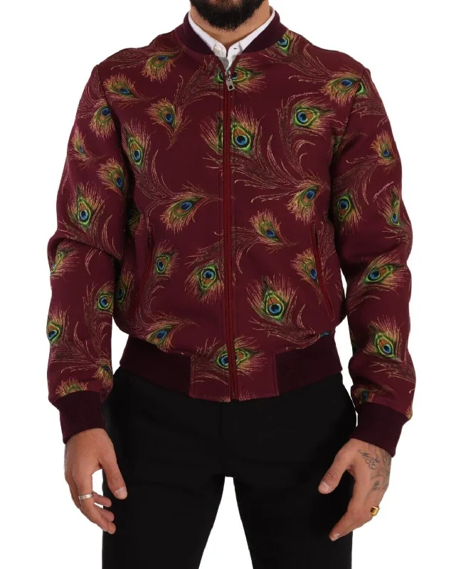 Dolce & Gabbana Radiant  Peacock Print Bomber Men's Jacket