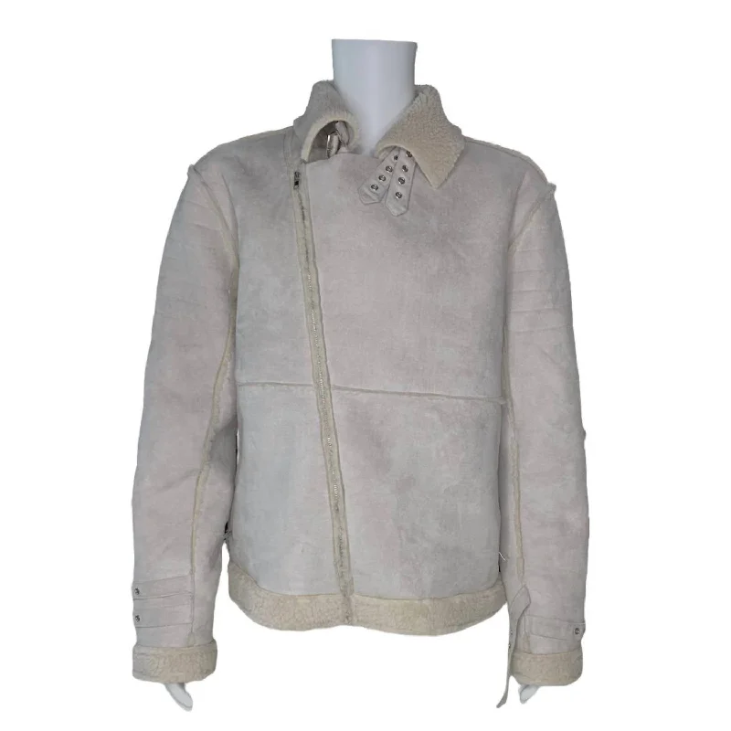 Men's Fur-Lined Jacket In Light Grey