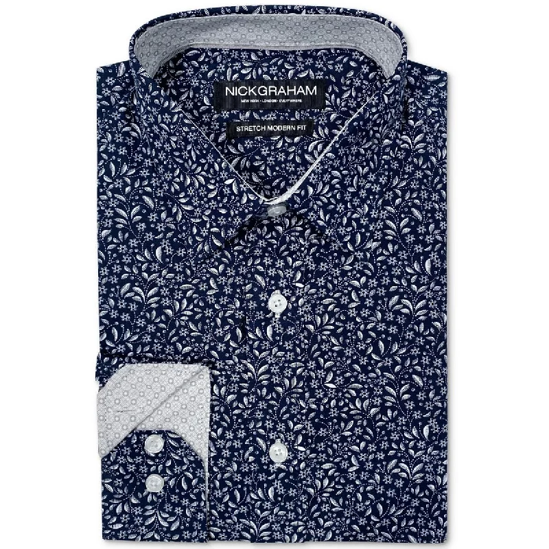 Nick Graham Mens Printed Cotton Button-Down Shirt