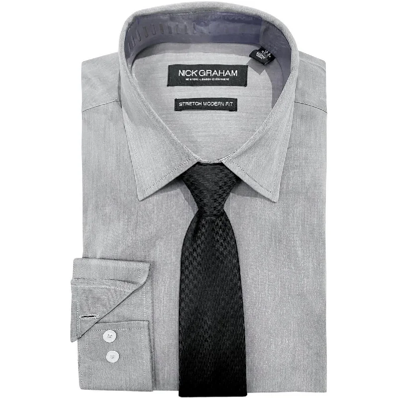 Nick Graham Mens Solid Slub Button-Down Shirt