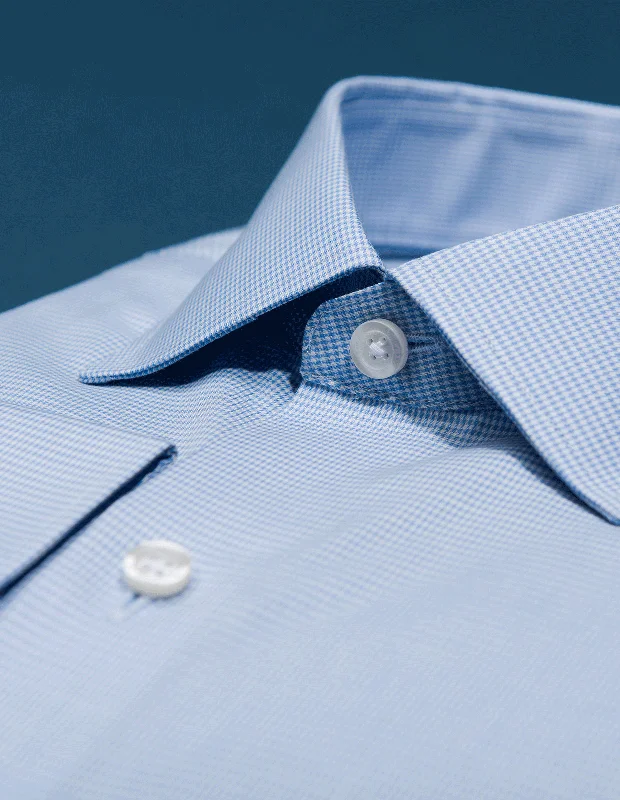 Wrinkle-Resistant Houndstooth - French Blue