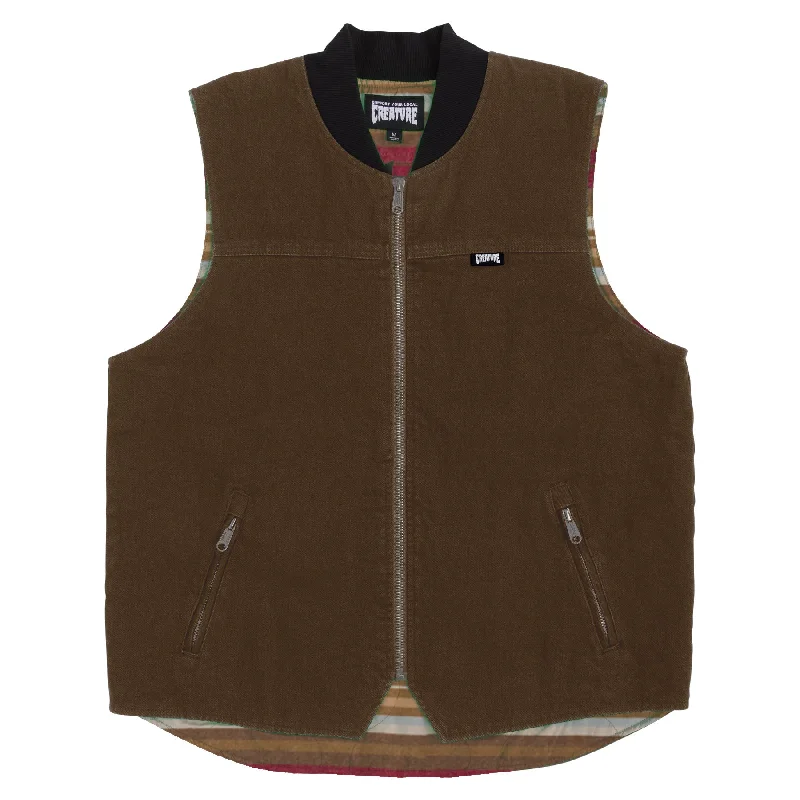 Creature Bonehead Flame Vest Work Top Brown