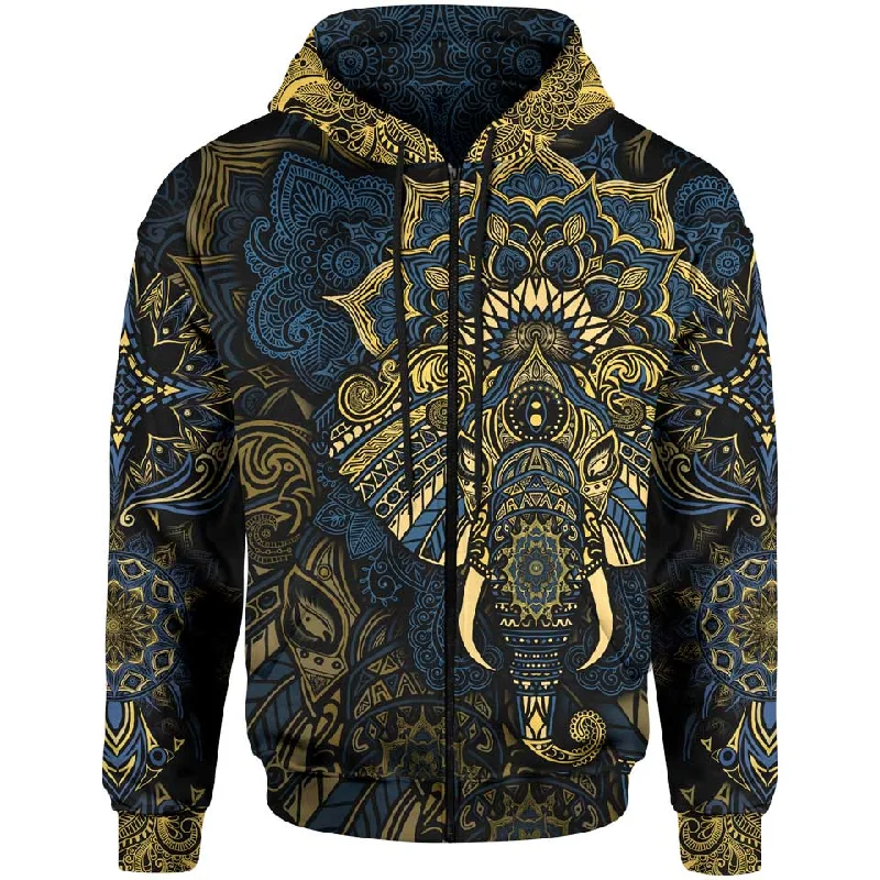 Elephant Mandala Zip Hoodie