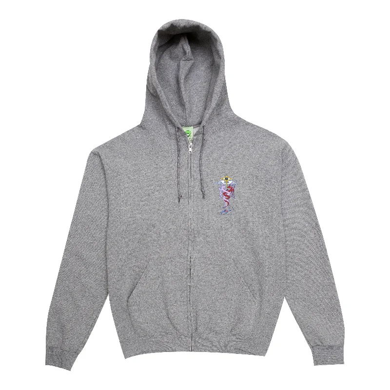 Frog Dragon Zip Hoodie Athletic Grey