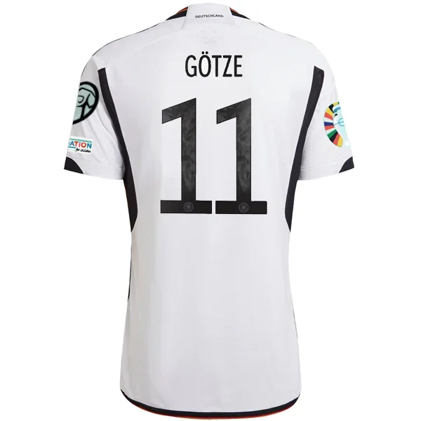 adidas Germany Mario Gotze Home Jersey w/ Euro Qualifying Patches 22/23 (White/Black)