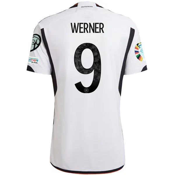 adidas Germany Mario Timo Werner Home Jersey w/ Euro Qualifying Patches 22/23 (White/Black)