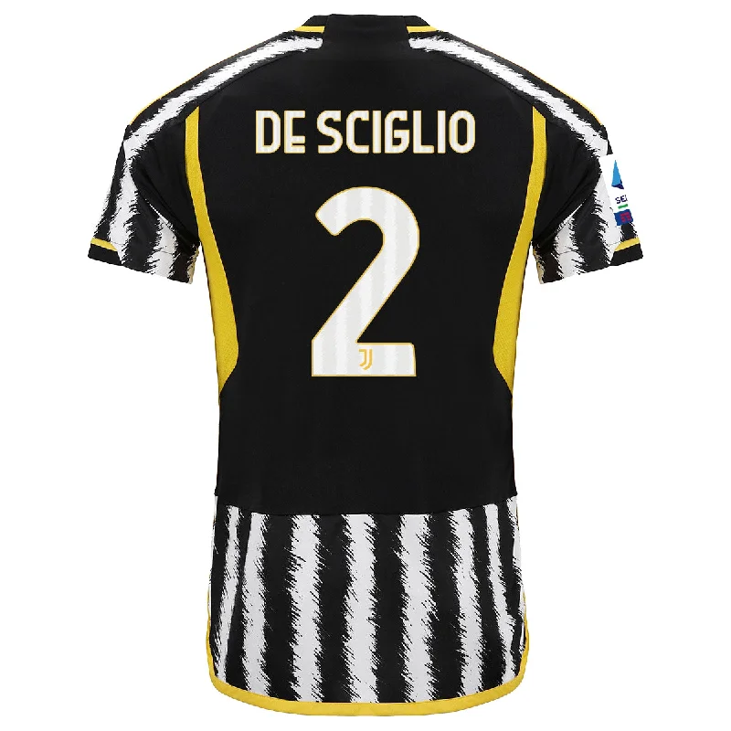 adidas De Sciglio Juventus Home Jersey w/ Serie A Patch 23/24 (Black/White)