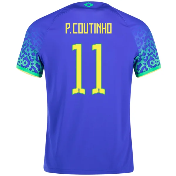 Nike Brazil Phillipe Coutinho Away Jersey 22/23 (Paramount Blue/Green Spark)