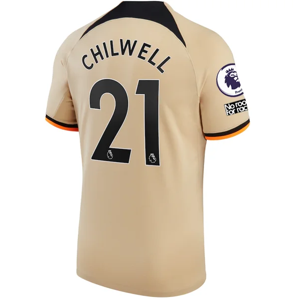 Nike Chelsea Ben Chilwell Third Jersey w/ EPL + No Room For Racism + Club World Cup Patches 22/23 (Sesame/Black)