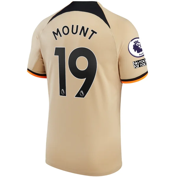 Nike Chelsea Mason Mount Third Jersey w/ EPL + No Room For Racism + Club World Cup Patches 22/23 (Sesame/Black)