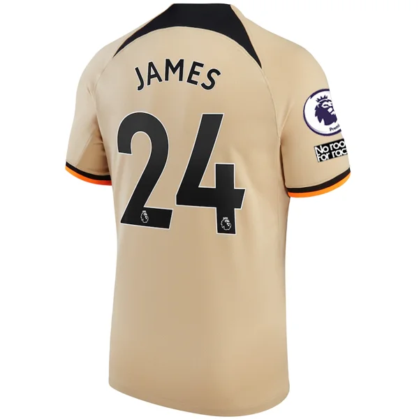 Nike Chelsea Reece James Third Jersey w/ EPL + No Room For Racism + Club World Cup Patches 22/23 (Sesame/Black)