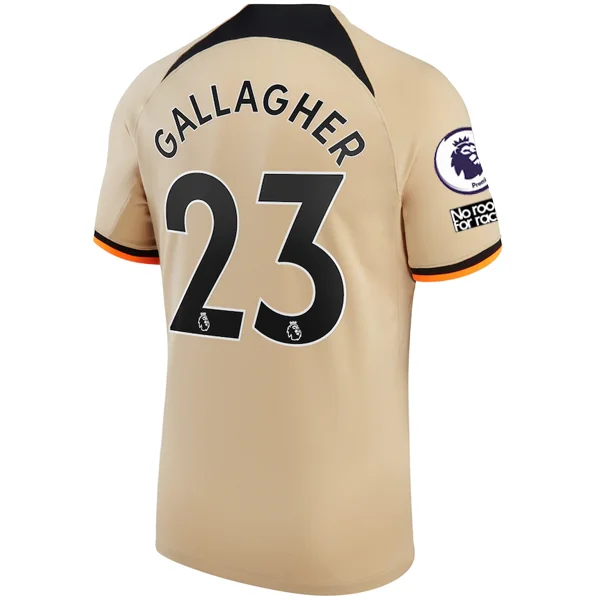 Nike Chelsea Connor Gallagher  Third Jersey w/ EPL + No Room For Racism + Club World Cup Patches 22/23 (Sesame/Black)