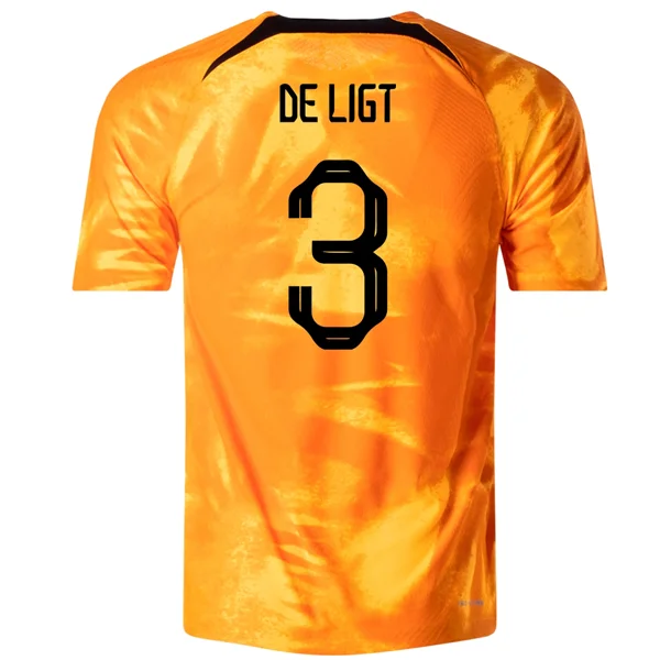 Nike Netherlands De Ligt Match Authentic Home Jersey 22/23 (Laser Orange/Black)