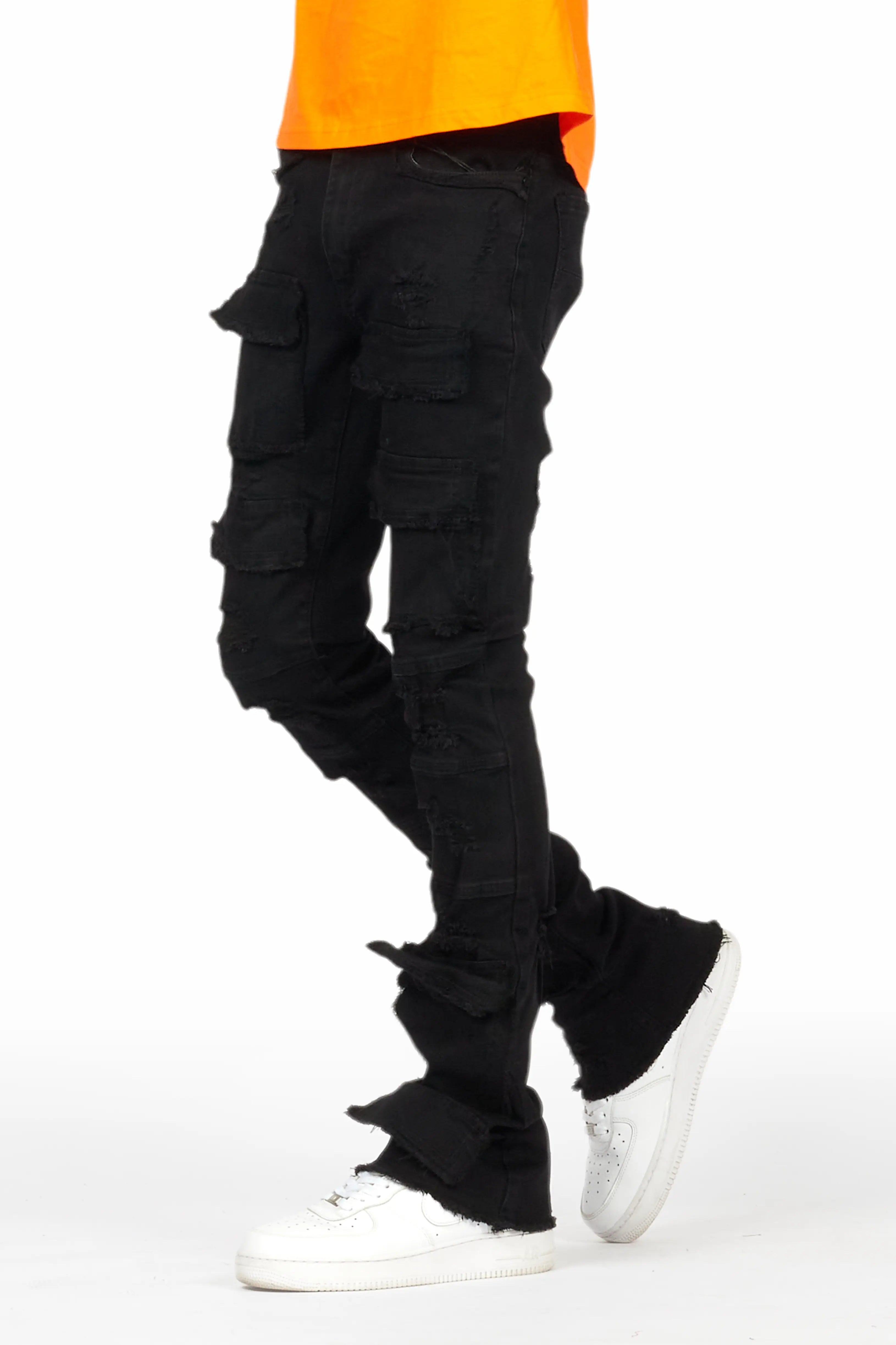 Erico Black Stacked Flare Cargo Jean