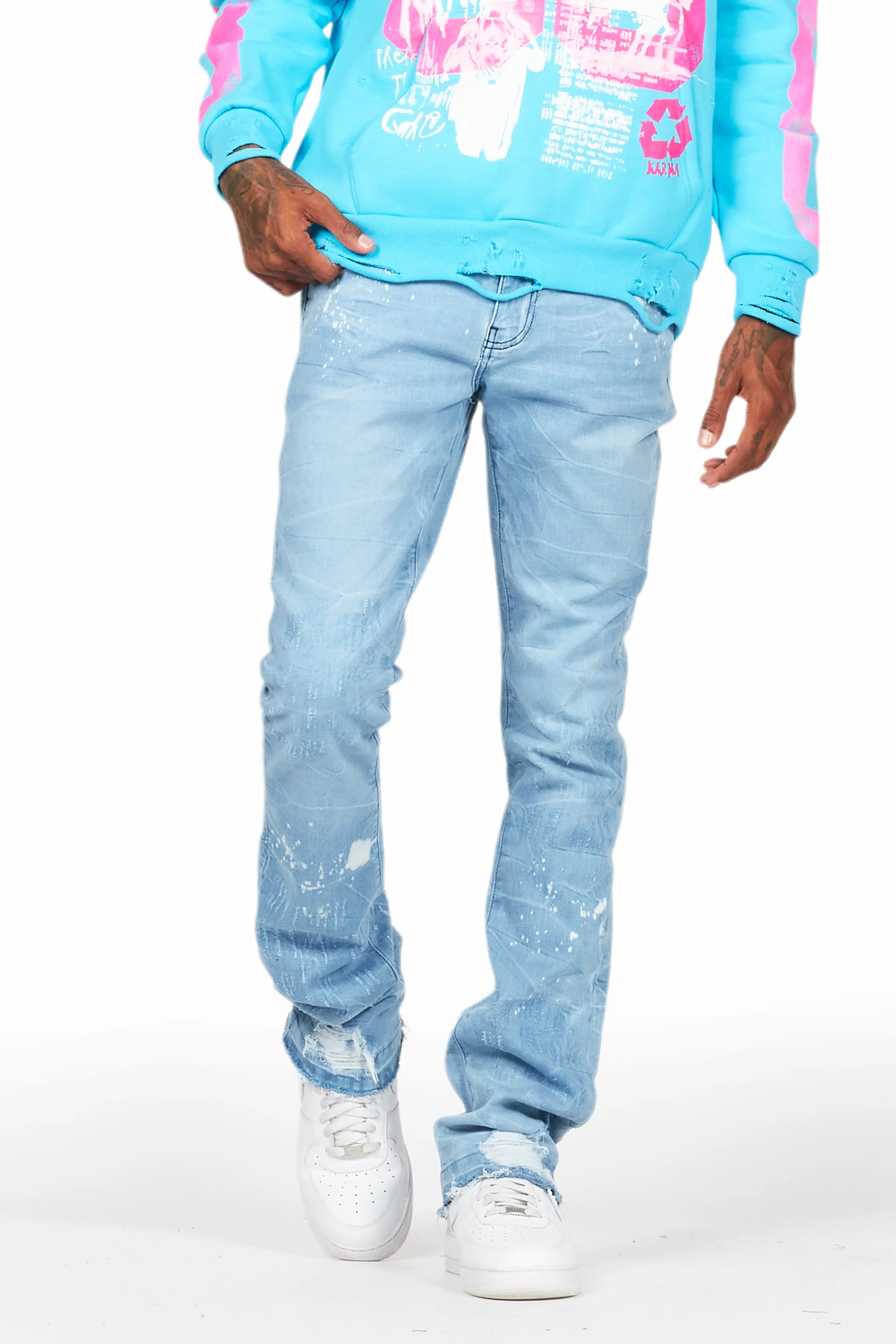 Molter Light Blue Stacked Flare Jean